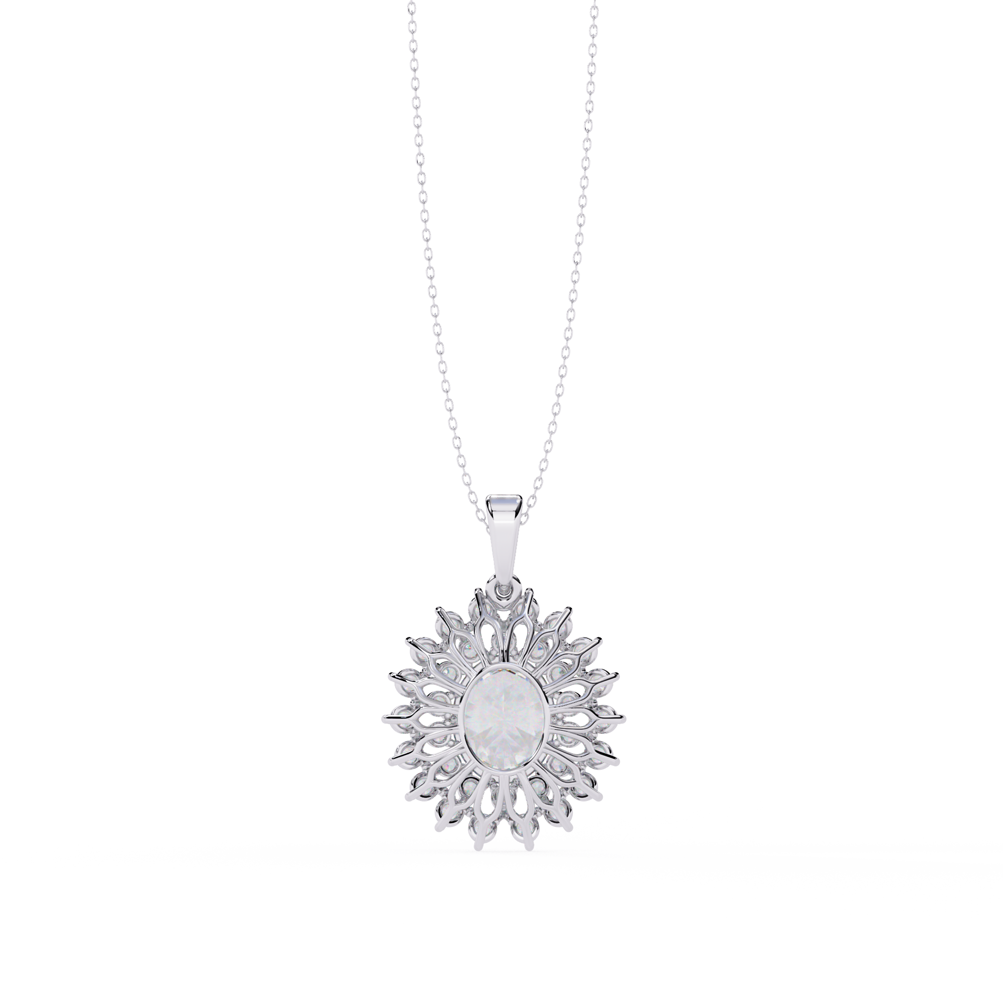 Solitairekart 3.41ct Oval Halo Natural Diamond Pendant-H Color, VS1 Clarity